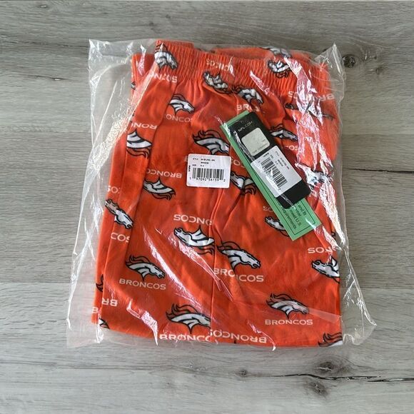NFL Denver Broncos Allover Logo Flannel Pajama Pants Orange S (8) NWT IN PKG - Picture 2 of 4